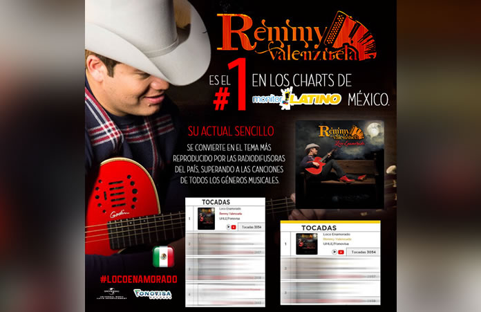 REMMY VALENZUELA #1 cuatro semanas en el Chart Popular y 2 semanas en el Chart General