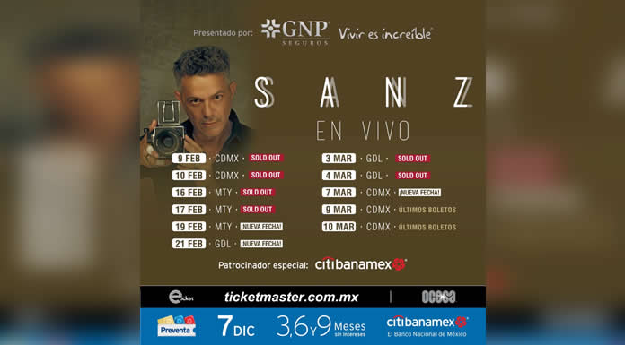 ALEJANDRO SANZ sigue sumando éxitos y agota 6 fechas de su gira en México en 24 horas