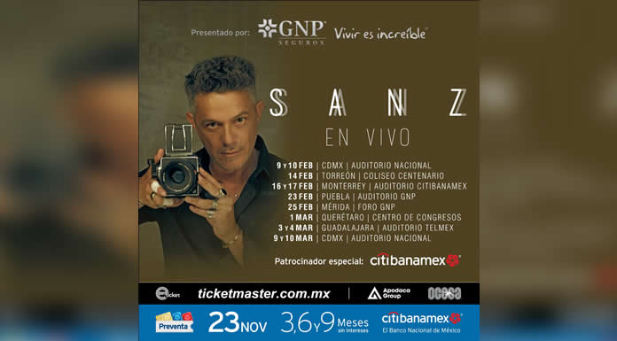 ALEJANDRO SANZ tras su rotundo éxito en España regresa a MÉxico con su nueva gira: SANZ EN VIVO
