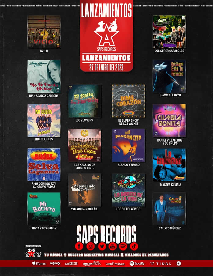 Lanzamientos SAPS Records (27 de enero del 2023)