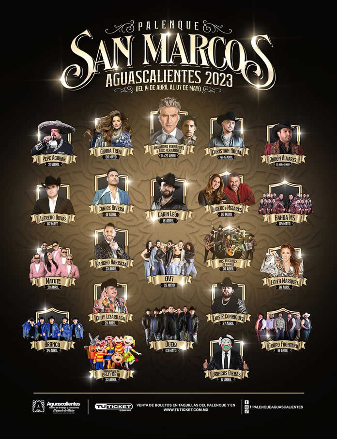 CARTEL OFICIAL DEL PALENQUE DE SAN MARCOS, AGUASCALIENTES 2023