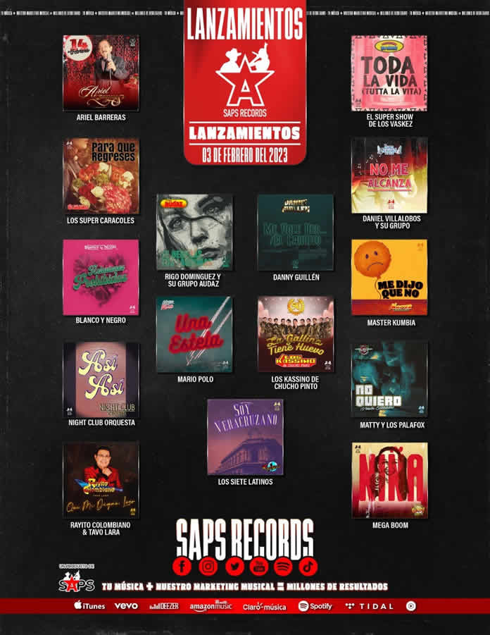 Lanzamientos SAPS RECORDS (03 de febrero del 2023)