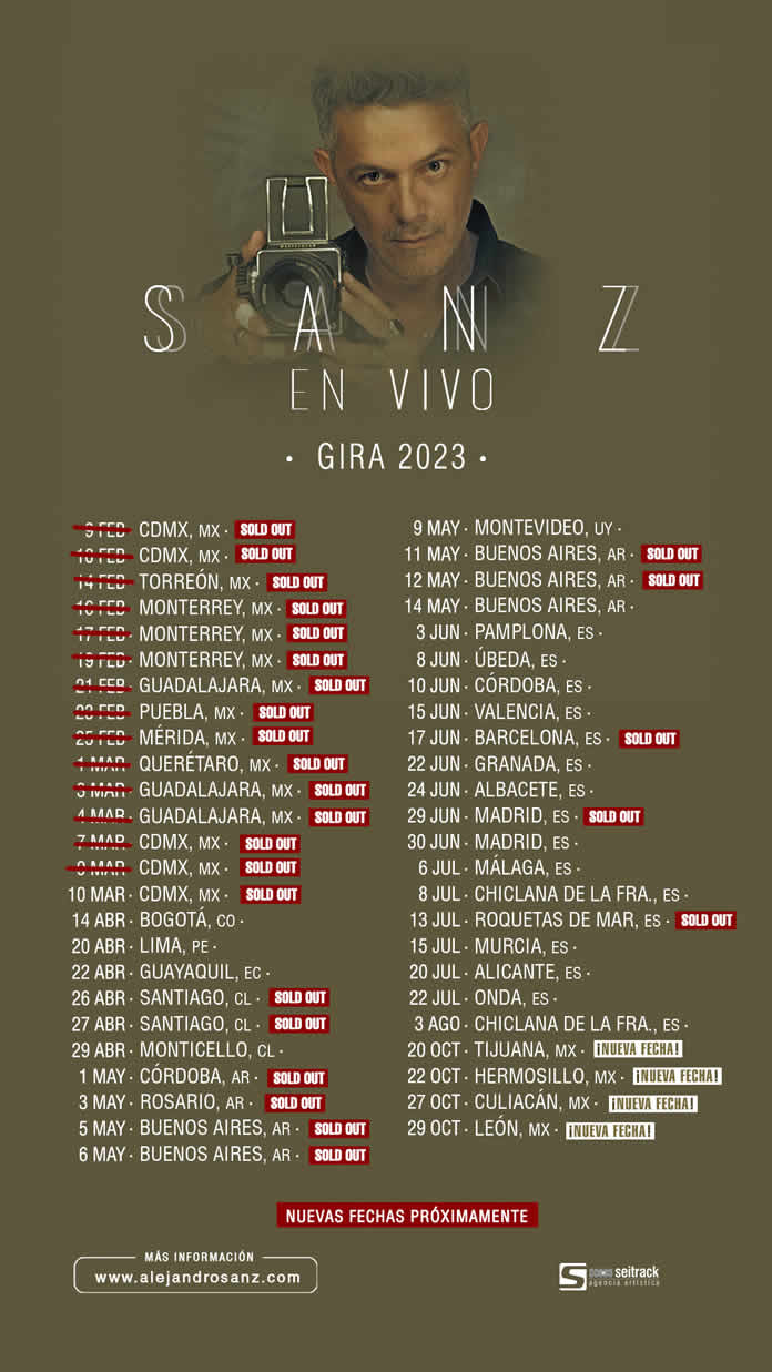ALEJANDRO SANZ anuncia 4 nuevas fechas en México en octubre