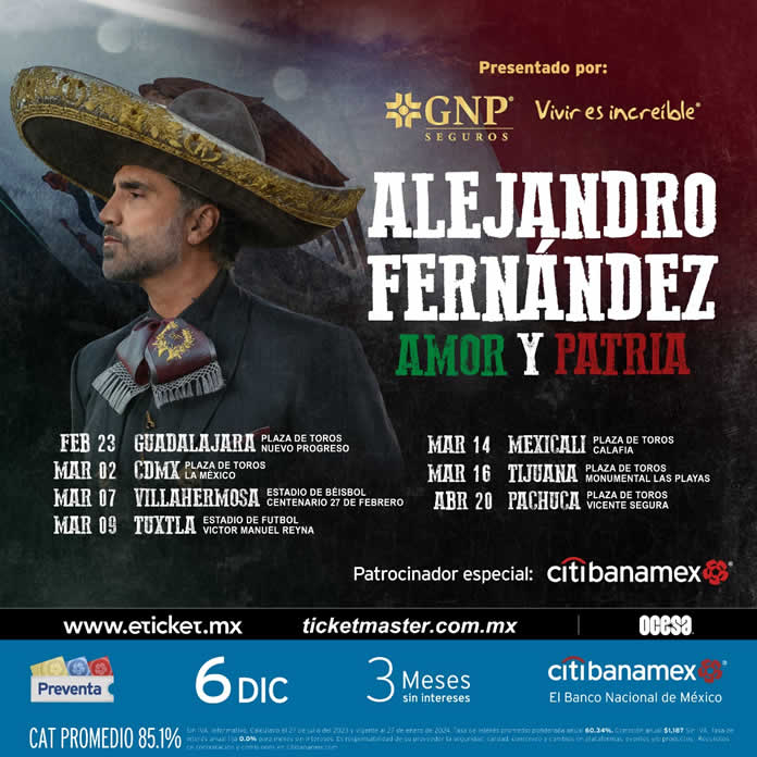 ALEJANDRO FERNÁNDEZ presenta su gira AMOR Y PATRIA 2024 en México @lachicuela.com