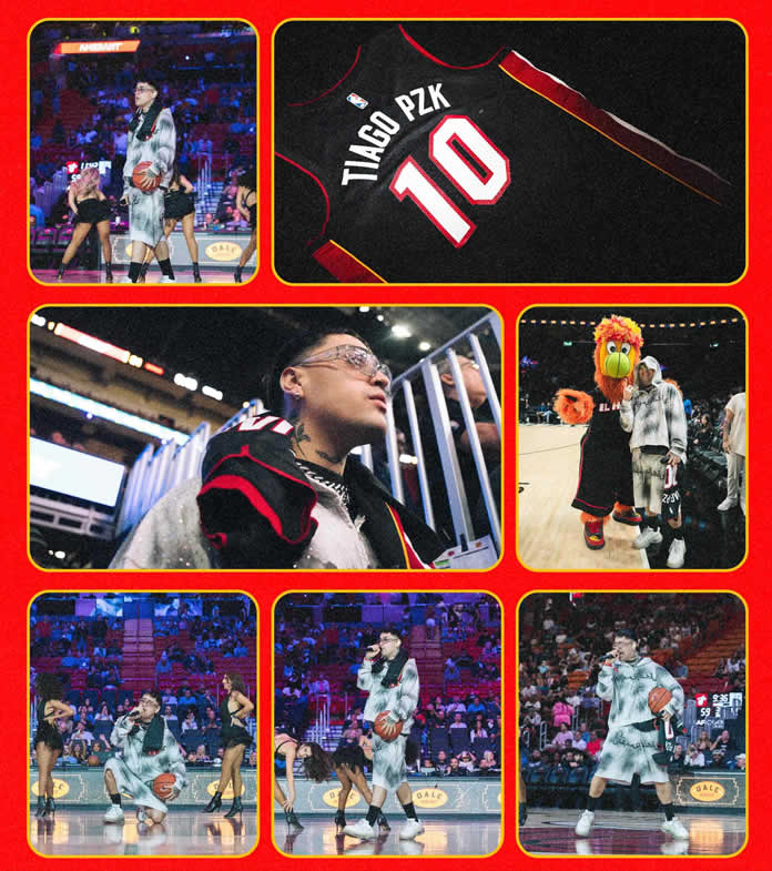TIAGO PZK enciende el medio tiempo del JUEGO ENTRE MIAMI HEAT Y SAN ANTONIO en el KASEYA CENTER