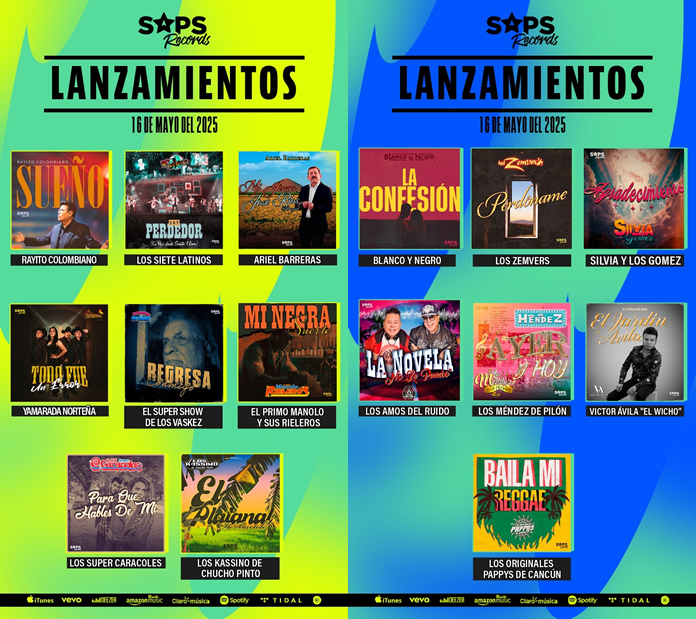 Lanzamientos de SAPS RECORDS de este 16 de mayo del 2025