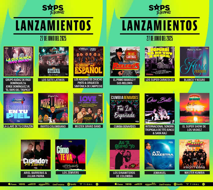 Lanzamientos de SAPS RECORDS (27 de junio del 2025)