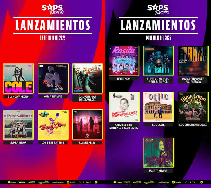 Lanzamientos de SAPS RECORDS (04 de julio del 2025)