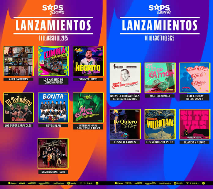 Lanzamientos de SAPS RECORDS (01 de agosto del 2025)