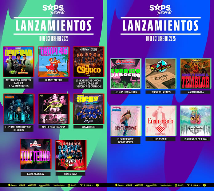 Lanzamientos de SAPS RECORDS (10 de octubre del 2025)