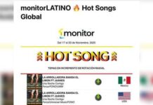 LA ARROLLADORA BANDA EL LIMÓN DE RENÉ CAMACHO Y JUANES #1 global en HOT SONGS DE MONITOR LATINO