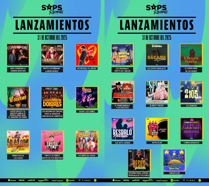Lanzamientos de SAPS RECORDS (31 de octubre del 2025)